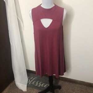 Torrid burgundy red peep front short sleeve button back tunic shirt/ dress size1
